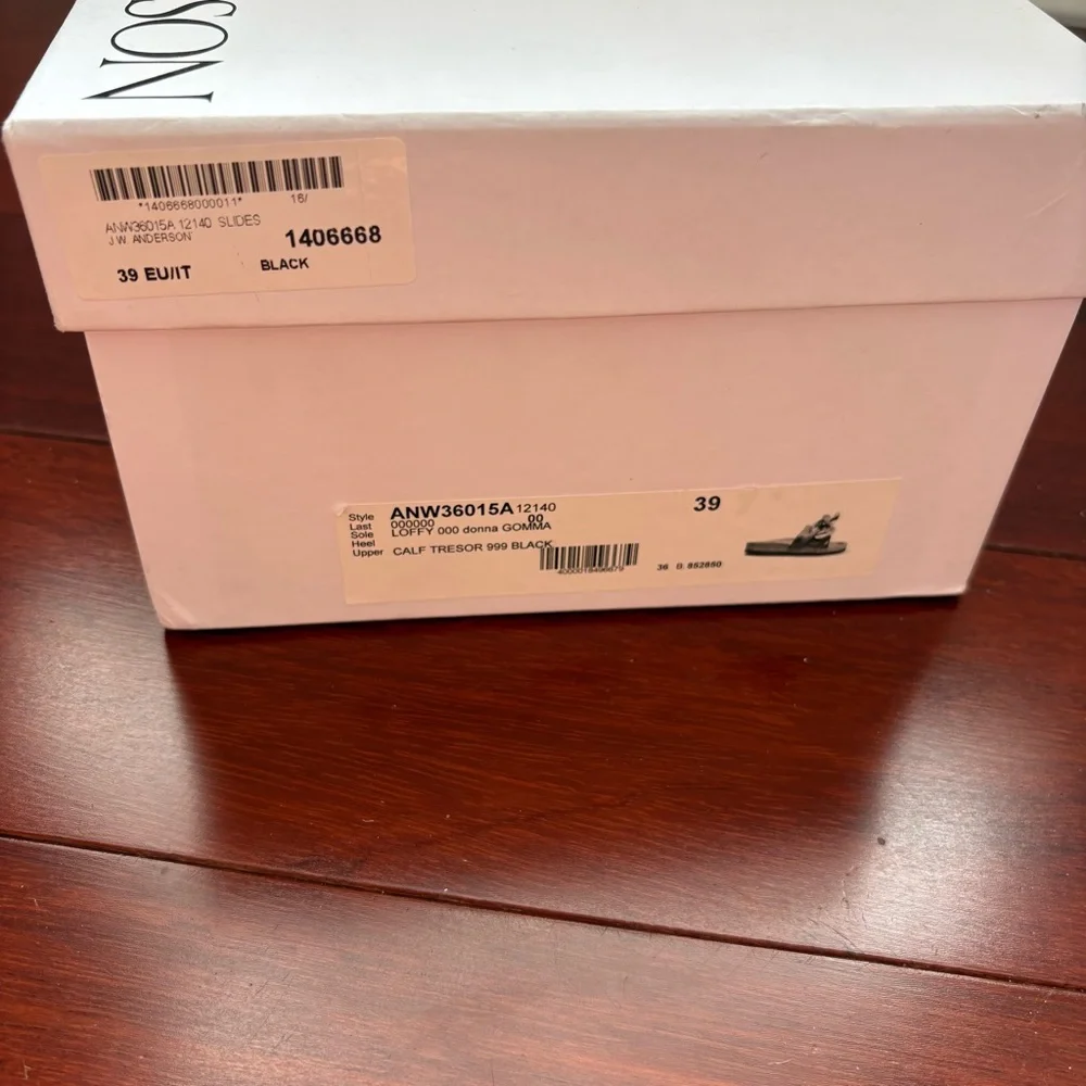 JW Anderson Chain Link Sandal Slides Gold Black Leather - Picture 11 of 11